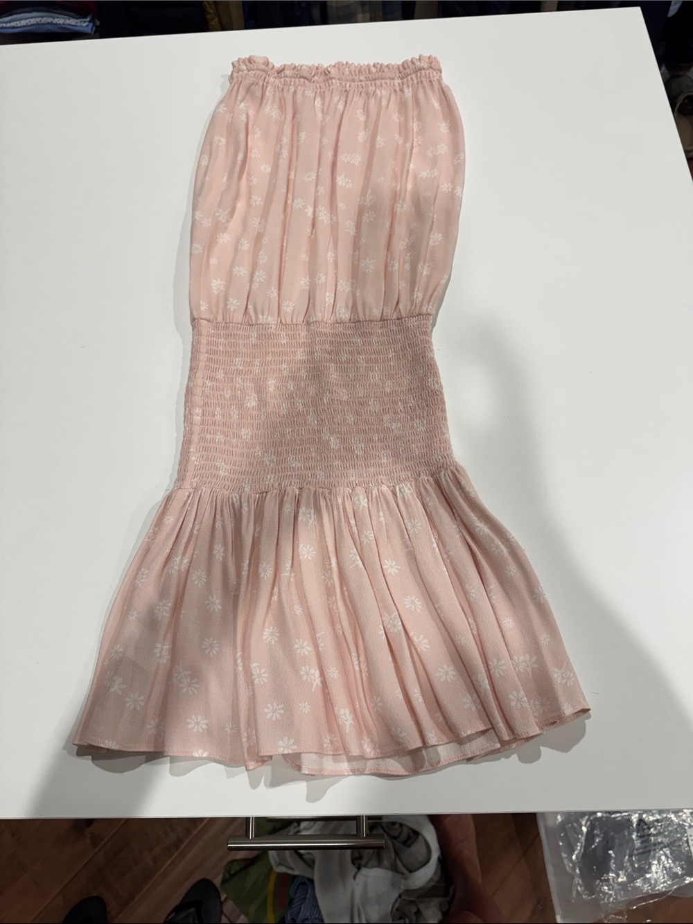Blue Life Pink Floral Smocked Tube Mini Dress